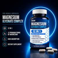 LUVVITA OEM Marque Privée Capsules de Bisglycinate de Magnésium et Citrate Végétaliennes 5000mg Suppléments Végétaliens Capsules de Magnésium Complexe en Gros