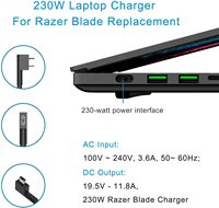Adaptateur chargeur pour ordinateur portable 19,5V 11,8A 230W PD OTP OVP pour Razer Blade Pro 17/4K & Razer Blade 15 (GTX1060)