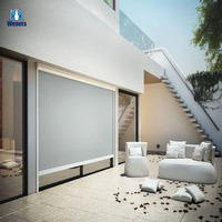 Persianas Enrollables Integradas con Sistema Antiviento, Motorizadas Eléctricamente, de PVC, para Patio, Protección Solar, Persianas Verticales para Exteriores