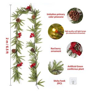 Guirnalda Artificial de Navidad con Piñas y Ratán de 100cm-200cm para Decoración del Hogar, Exterior, Puerta y Plantas Colgantes - Product Image 2
