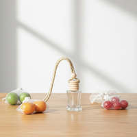Flacon diffuseur de parfum en verre transparent de 5 ml, rond, personnalisé, imprimé à l'écran, pour voiture, avec bouchon à vis