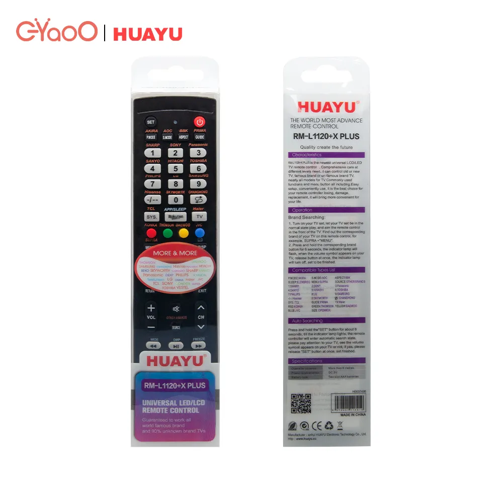 HUAYU RM-L1120+X PLUS All Brand LCD LED HDTV 3D Smart TV Universal Remote Control