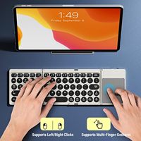 Clavier portable pliable mini en ABS sans fil rechargeable avec pavé tactile haute sensibilité connexion triple appareil BT