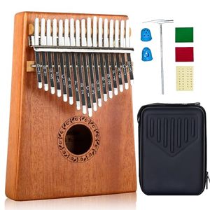 Kalimba de 17 Teclas, Piano de Pulgar con Estuche Rígido, Instrucciones de Estudio y Martillo de Afinación, Piano de Dedos Africano Portátil Mbira <span class=keywords><strong>Sanza</strong></span> de Madera - Product Image 1