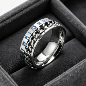 Bague rotative Viking en acier inoxydable lumineuse style nordique pour hommes, anti-stress - Product Image 2