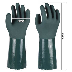 35cm manga larga Jersey forro arena acabado Palma impermeable aceite resistente a los químicos verde industrial Pvc guantes - Product Image 6
