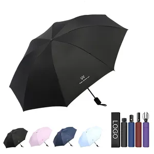 Schlussverkauf UV-Schutz automatischer Regenschirm individuelles Logo tragbarer Reise-Dreifach-Regenschirm