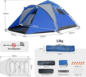 Carpa Automática OEM para 4 Estaciones, Carpa <span class=keywords><strong>de</strong></span> Camping Instantánea Tipo Hub, Impermeable y Resistente al Viento para Aventuras al Aire Libre - Product Image 6