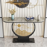 Nouvelle table d'entrée murale minimaliste de style chinois postmoderne en pierre, table décorative de luxe légère pour couloir