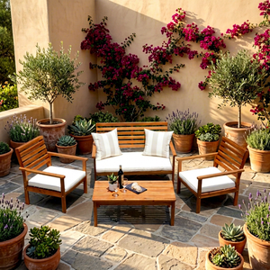 THINH PHU OLIVER Ensemble de canapés fonctionnels en bois d'acacia - Mobilier d'extérieur contemporain pour jardin et salon - Emballage personnalisé - Product Image 1