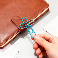 Clip de Papel Creativo con Forma de Corazón y Cruz para Tarjetas de Regalo, Marcapáginas de Alambre Metálico con Diseño de Amor para Estudiantes, Material Escolar y de Oficina