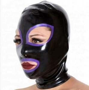 Halloween Latex Rubber Neutral Hood Cover Open Eyes and Mouth Party Tight <strong>Clothes</strong> love Fetish Play - Product Image 1