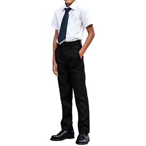 Ensemble de cérémonie scolaire unisexe pour enfants, bleu marine, avec pantalon de remise de diplôme, étole à pompon doré, uniforme académique, 100 % polyester modal - Product Image 1