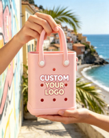 Sac à main EVA personnalisable, imperméable, résistant aux taches, mini sac fourre-tout, deux fermetures ouvertes, couleur bonbon, sac en maille durable pour les vacances