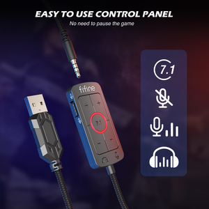 <span class=keywords><strong>Fifine</strong></span> หูฟังขยายเสียง H9 7.1สเตอริโอ,หูฟังโอเวอร์เอียร์ตัดเสียงรบกวนหูฟังเกมมีสาย USB หูฟังเล่นเกมชุดหูฟังเกมเมอร์พร้อมไมโครโฟน - Product Image 5