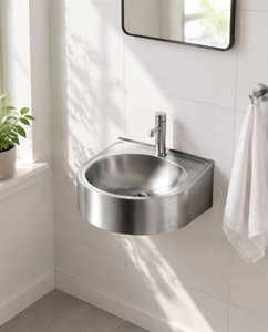 Évier mural compact en acier inoxydable 304, demi-rond, petit lavabo pour la maison, l'hôtel, la <span class=keywords><strong>salle</strong></span> <span class=keywords><strong>de</strong></span> <span class=keywords><strong>bain</strong></span>, la buanderie, vente en gros OEM ODM - Product Image 4