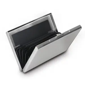 Số Lượng Nhỏ Bán Buôn Thép Không Gỉ RFID Blocking Wallet Chủ Thẻ Tín Dụng Cho Nam Giới Và Phụ Nữ