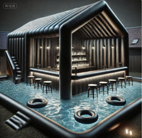 Installations d'amusement aquatiques Tente de piscine relaxante Blow-Up Pub Bars de relaxation portables Bar de piscine gonflable mobile portable