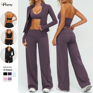 Nuovo Arrivo: Completo Yoga Personalizzato con Finitura Sabbiata, Set Sportivo da Donna a 5 Pezzi, Maniche Lunghe, Traspirante, Casual e alla Moda - Product Image 2