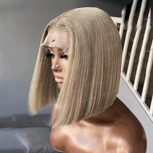 Venta al por mayor <span class=keywords><strong>rubio</strong></span> <span class=keywords><strong>ceniza</strong></span> Color 13X4 transparente HD encaje Frontal pelucas vendedores <span class=keywords><strong>Rubio</strong></span> Bob <span class=keywords><strong>corto</strong></span> pelucas de cabello humano frente de encaje de cabello humano - Product Image 1