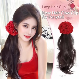 Perruque <span class=keywords><strong>queue</strong></span> <span class=keywords><strong>de</strong></span> <span class=keywords><strong>cheval</strong></span> à pince rose pour femme, cheveux longs bouclés, grandes ondulations, réaliste, <span class=keywords><strong>fausse</strong></span> tresse, fabriquée à la machine, dropshipping - Product Image 5