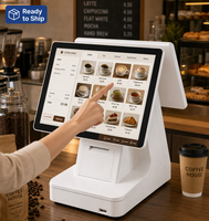 Terminal de point de vente à double écran de 15,6 pouces avec imprimante à découpe automatique intégrée de 80 mm, Windows Android pour restaurant, snack-bar, café