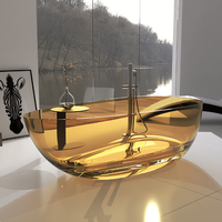 Baignoire Moderne Transparente Entièrement en Résine avec Fonction de Trempage pour Utilisation Intérieure à Domicile, dans les Hôtels et Villas - Design Autoportant