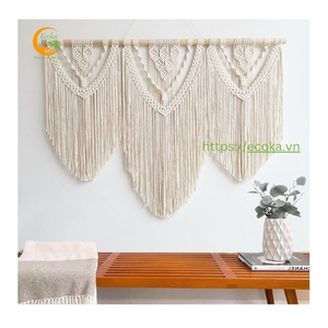 Tapisserie murale verticale moderne en dentelle, faite à la main, unique, tissée, 100% coton, décoration d'intérieur, art pour salon, en provenance du Vietnam - Product Image 2