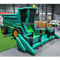 Château gonflable pour enfants, modèle tracteur agricole et camion vert, aire de jeux gonflable