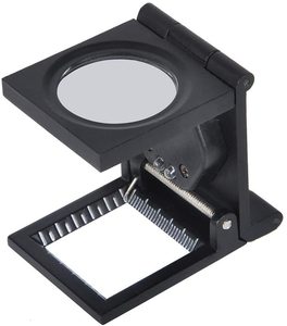 K9 Glass Lens Độ chính xác phóng đại công cụ 10x có thể gập lại magnifiers chiếu sáng Linen Tester với quy mô và đèn <span class=keywords><strong>LED</strong></span> - Product Image 1