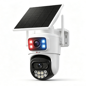 Caméra solaire Wistino Farm à double objectif, carte SIM 4G, vision nocturne avec alarme de mouvement par lumière rouge et bleue, caméra AOV - Product Image 1
