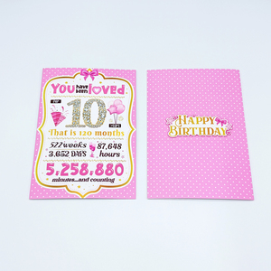 Folleto <span class=keywords><strong>de</strong></span> celebración <span class=keywords><strong>de</strong></span> <span class=keywords><strong>cumpleaños</strong></span> plegable personalizado | Lámina 3D UV y dorada con diseño troquelado - Product Image 1