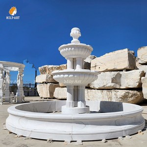 Fuente de Agua de Tres Niveles de Piedra de Mármol Blanco Grande MILY <span class=keywords><strong>para</strong></span> Decoración de Jardín Exterior, Estilo Moderno - Product Image 1