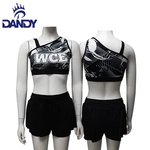 Manufacturer Black White Silver Cheer Promotional Costumes Music Cheerleading Uniforms Set