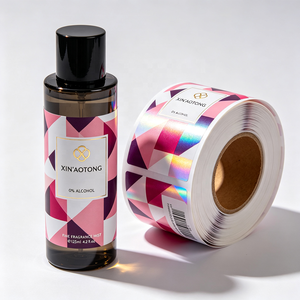 Feuilles d'autocollants métalliques personnalisées OEM en gros, étiquettes adhésives imperméables pour l'emballage de flacons de cosmétiques et de parfums - Product Image 2