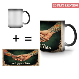 Taza de Viaje Portátil para Bebidas, 11 oz, Cerámica Negra Esmerilada, Taza Mágica que Cambia de Color con el Calor - Product Image 4