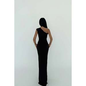 Vestido de Gala Negro de Lujo Elegante Tallas Grandes XL, Corte A con Abertura, Silueta Recta, Estilo Imperio para Mujer, para Fiesta de Graduación, Largo hasta el Suelo, Estampado 3D - Product Image 1