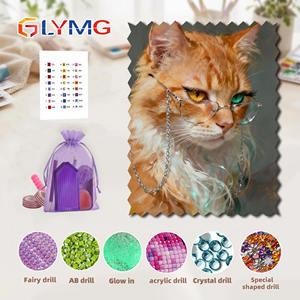 Kit <span class=keywords><strong>de</strong></span> Peinture Diamant 5D pour Adultes - Chat Cool avec Lunettes, Broderie Cristal <span class=keywords><strong>Point</strong></span> <span class=keywords><strong>de</strong></span> <span class=keywords><strong>Croix</strong></span> Complet pour Décoration Intérieure - Product Image 1