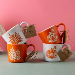 Mug en céramique de haute qualité, personnalisable, avec motifs de citrouilles orange, pour la rentrée scolaire, <span class=keywords><strong>tasse</strong></span> à café créative pour la récolte - Product Image 1