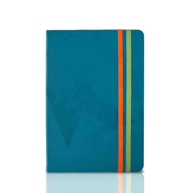 Forniture per ufficio personalizzato logo stampato hardcover personalizzato a5 dell'unità di elaborazione notebook in pelle ufficiale con 2 fascia elastica