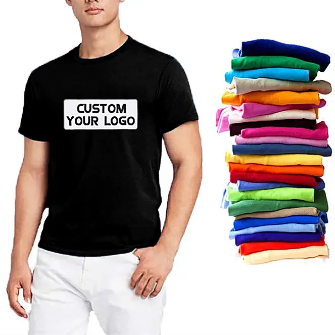 Groothandel Wit Zwart Borduurwerk Bedrukt Logo Hoge Kwaliteit Blanco 100% Katoenen T-Shirts Zwaargewicht Effen Heren Custom T-Shirt