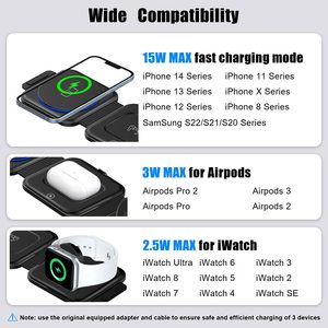 Station de charge sans fil pliable <span class=keywords><strong>3</strong></span>-en-1 15W support de chargeur rapide pour iPhone 14 13 12 11 <span class=keywords><strong>Pro</strong></span> Max IWatch pour <span class=keywords><strong>AirPods</strong></span> 2-<span class=keywords><strong>3</strong></span> - Product Image 4