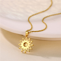 Nouveau produit 2025 – Collier pendentif botanique en acier titane plaqué or 18 carats avec fleur de tournesol et zirconium pour femme – Fournisseur de bijoux de mode