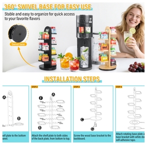 Organisateur de capsules de café en bois rotatif à 360 degrés, support de rangement multifonctionnel pour dosettes de café, sachets de thé et capsules - Product Image 3