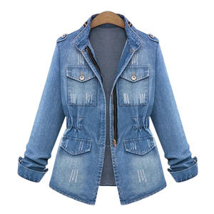 Novedades en Tallas Grandes: Chaqueta Vaquera de Manga Larga con Cierre y Botones, Estilo Punk, Moda Femenina - Product Image 1