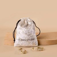 Pochette en velours diamanté personnalisée avec logo imprimé, écologique, petite pochette cadeau de luxe en velours pour l'emballage de bijoux