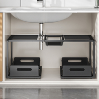 Nouveau panier de rangement extensible à 2 niveaux pour armoire de cuisine, hauteur réglable, coulissant, organisateur d'armoire de cuisine, armoire de salle de bain, double évier