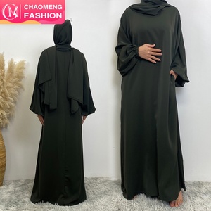 6675 PK# Newest Come <b>Back</b> Design Smooth Nida Scarf Sewn Together With Dress Women Muslim Prayer Khimar Abaya Dress - Product Image 1