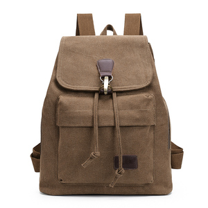Custom Vintage Canvas Backpack <b>Rucksack</b> Casual Daypacks Bookbags Cotton <b>School</b> Backpack - Product Image 1