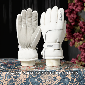 Gants de ski pour femmes en polyester imperméables, coupe-vent, colorés, pour l'hiver, avec fermeture éclair intégrale, pour garder au chaud - Product Image 2